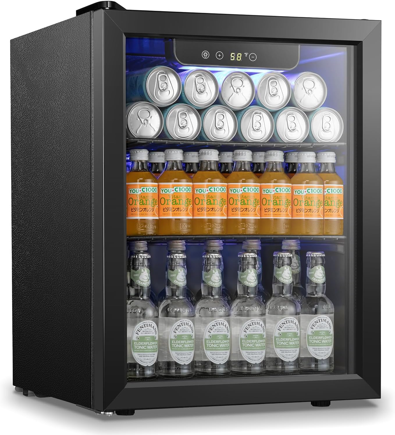 Antarctic Star Beverage Refrigerator Cooler 68 Can Mini Fridge with Glass Door for Beer Drinks Wine