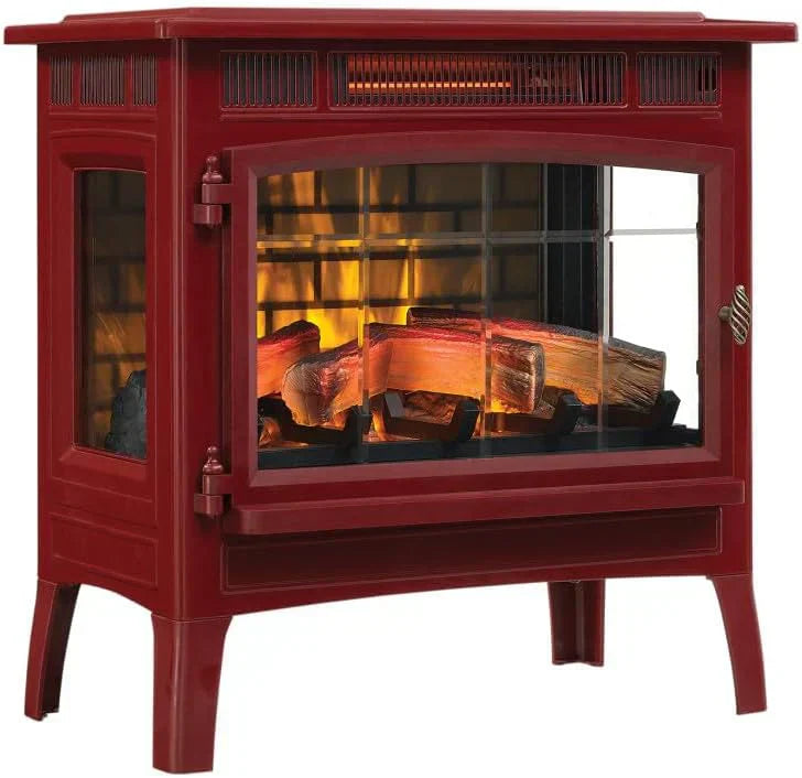 Freestanding Electric Fireplace Stove Heater with 3D Flame Effect for 1000 Sq. Ft