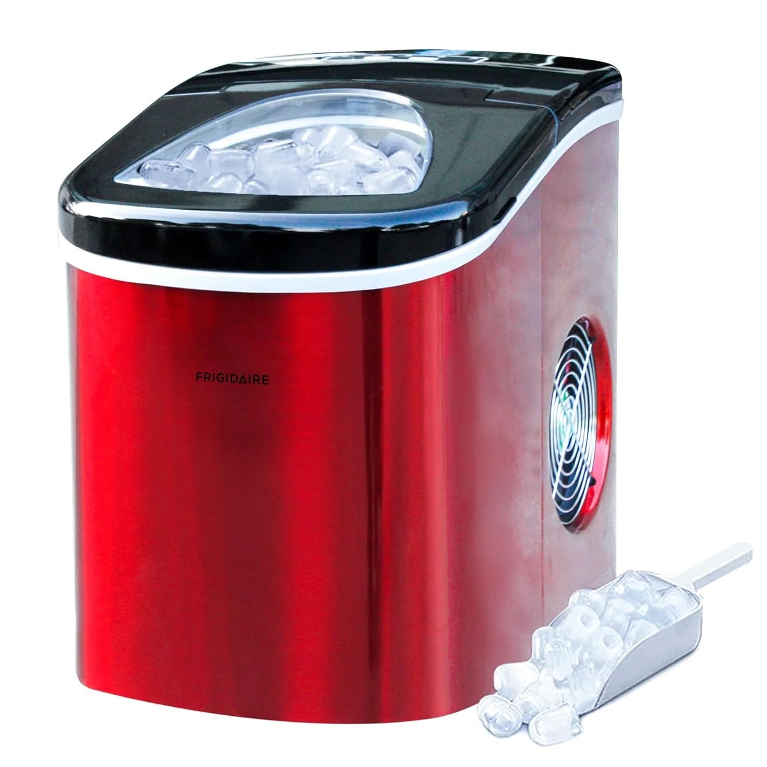 Frigidaire Countertop Portable, 26 lb per Day Bullet Ice Maker Machine (Black Stainless Steel)