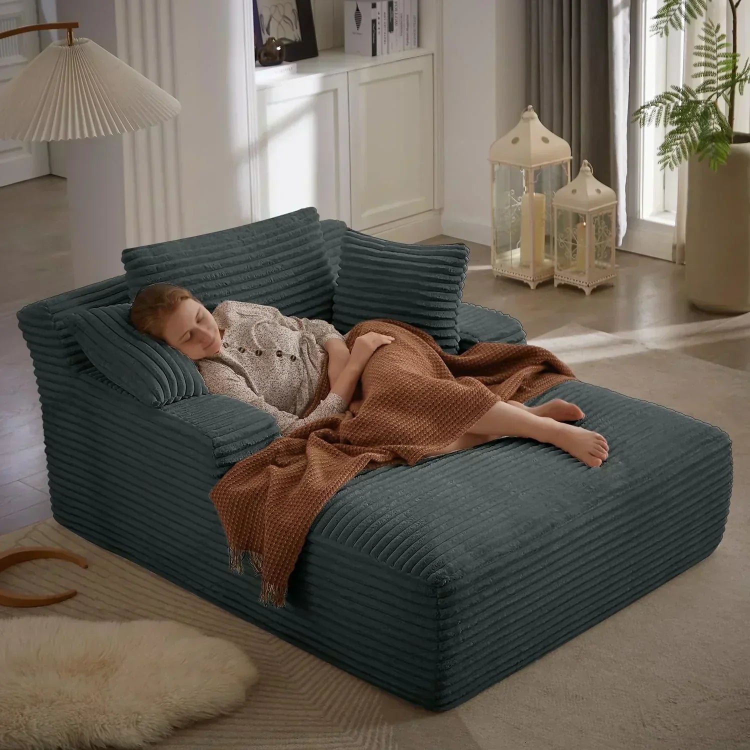50-inch indoor recliner oversized corduroy upholstered boneless sofa bed deep sleeper sofa