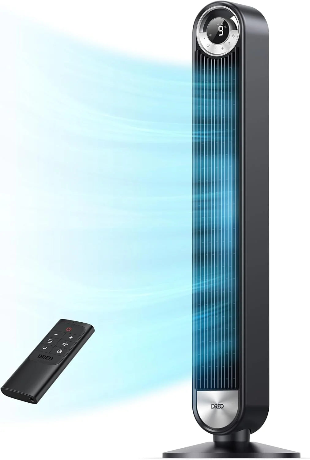 DREO Tower Fan for Bedroom, 90�� Oscillating Standing Fan with 28ft/s Velocity, 20dB Quiet for Sleep, DC Motor, 9 Speeds, 4 Modes, 12H Timer, Voice & APP & Remote Control, 42 Cruiser Pro T2 S