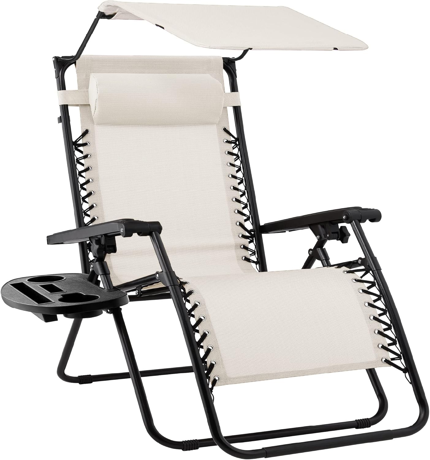 Best Choice Products Folding Zero Gravity Recliner Patio Lounge Chair Adjustable Canopy Shade