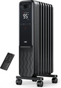 Dreo Oil Filled Radiator, Electric Radiant Heaters for indoor use Large Room with Remote Control, Child Lock, 4 Modes, Overheat & Tip-Over Protection, 24h Timer, Digital Thermostat, Quiet, 1500W