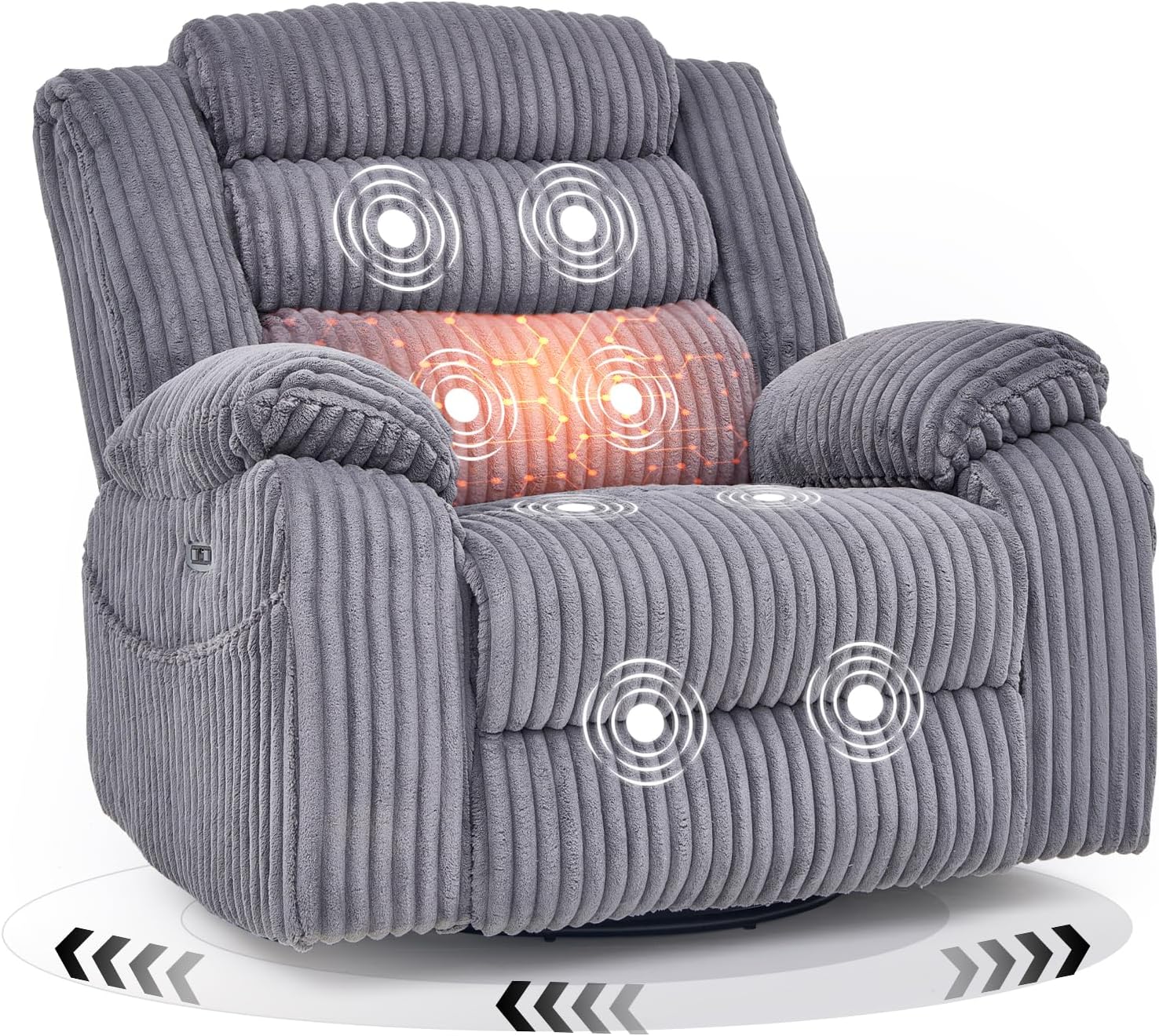 Electric rotary rocker lounge chair for adults with massage and calories USB charging ports