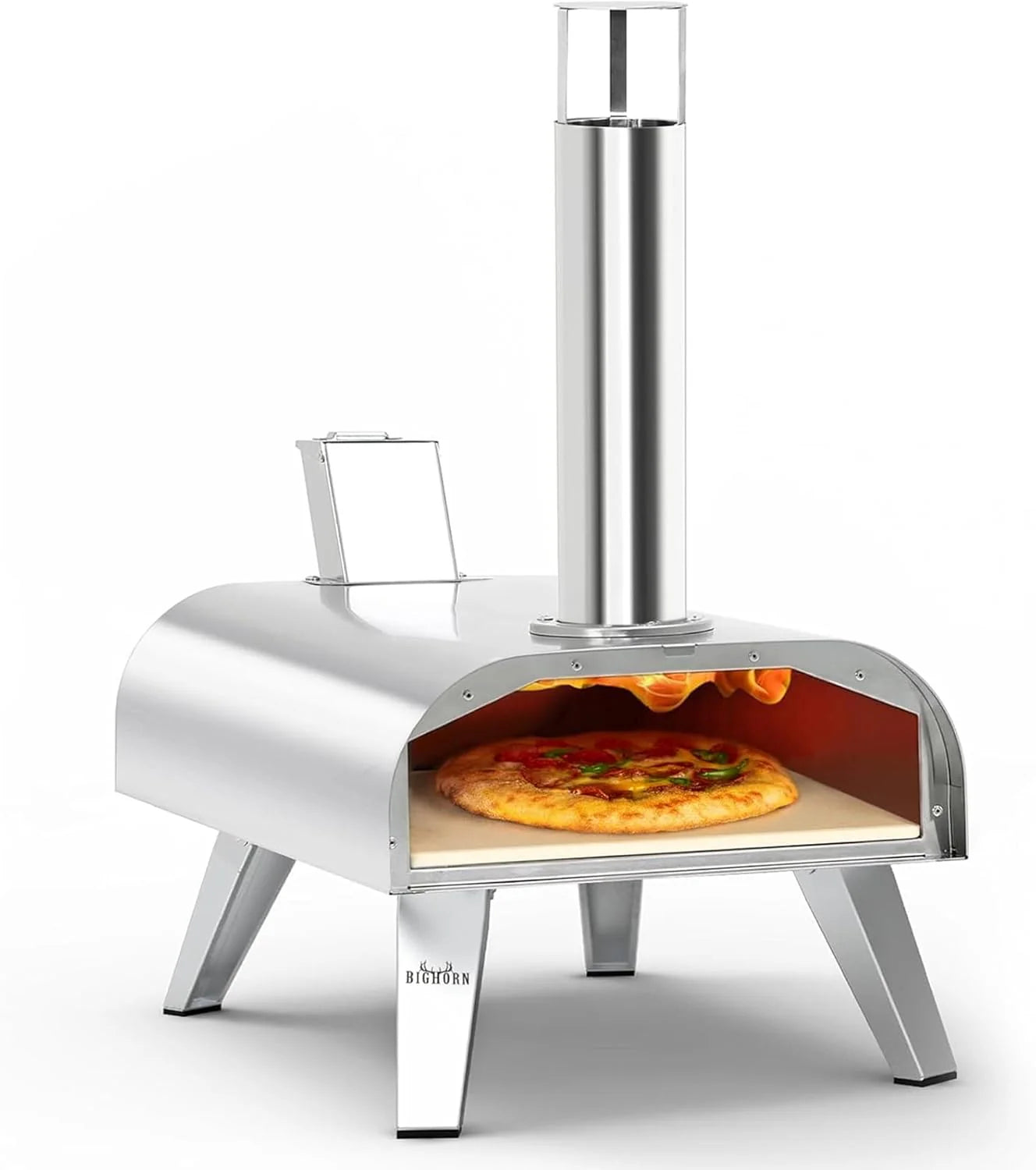 BIG HORN OUTDOORS 12 Multi-Fuel Pizza Oven, Portable Outdoor Pizza Oven, Wood Fired