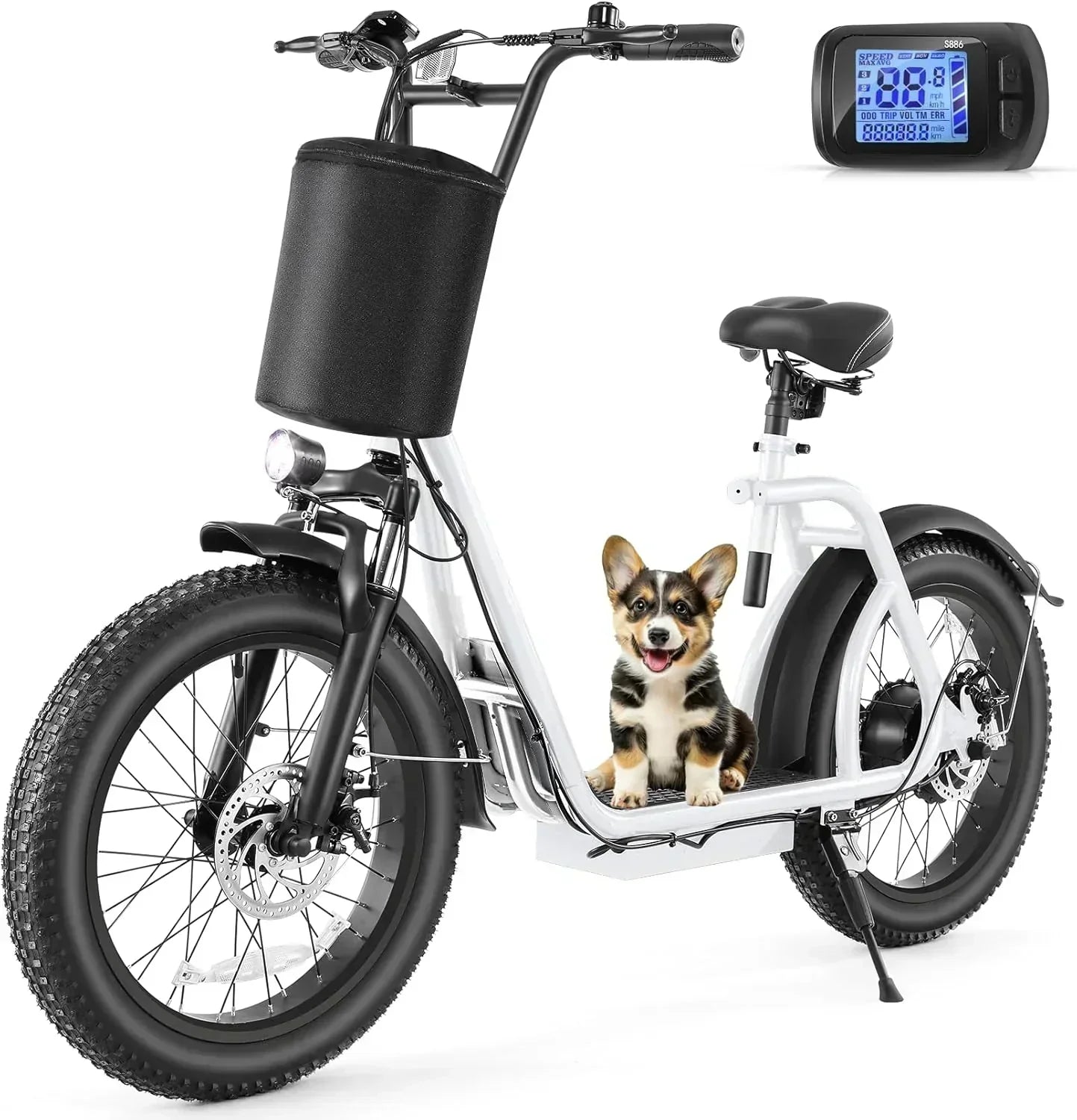 Caroma Peak 800W Foldable Adult Electric Scooter with 20-inch Wide Tires 48V Battery Basket