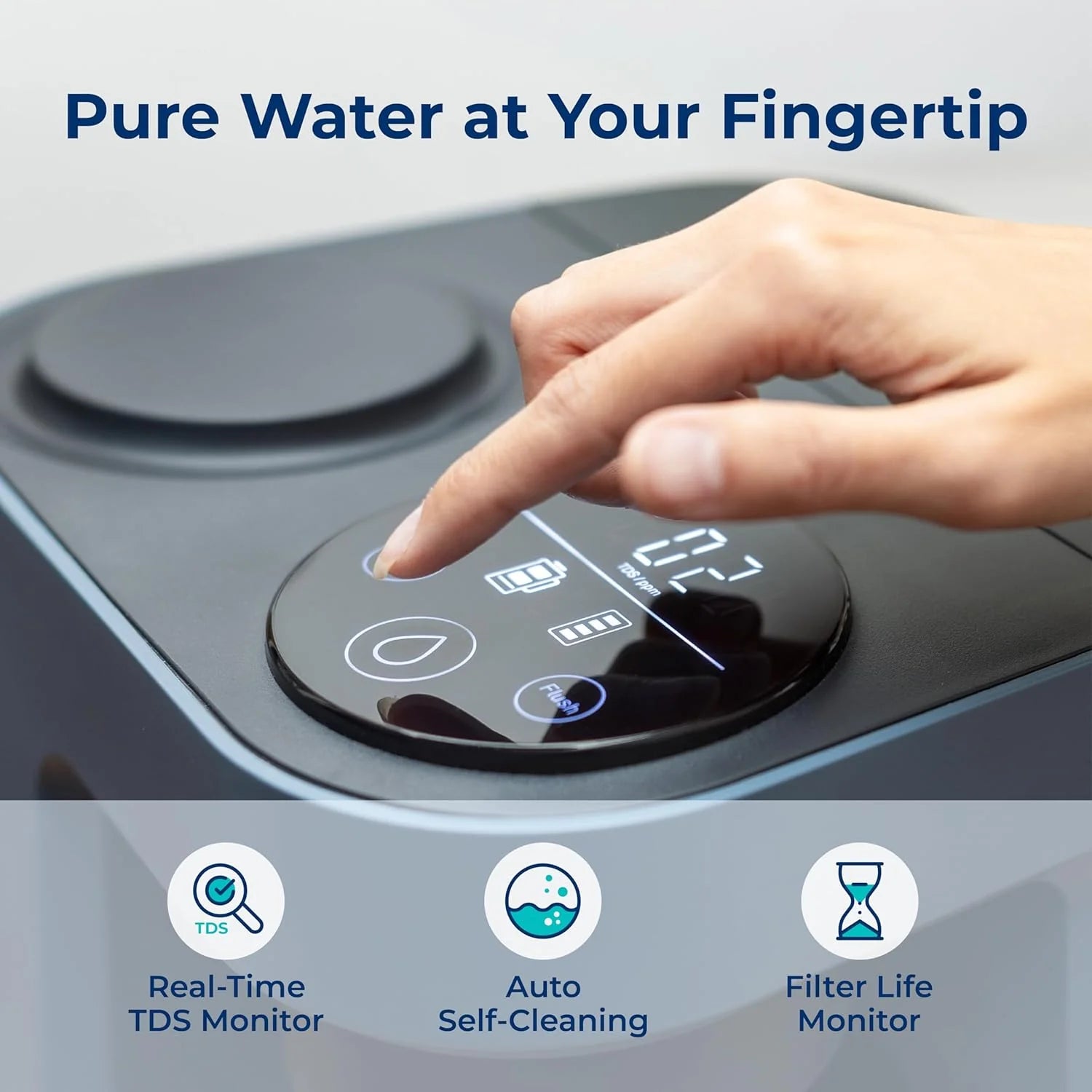 Bluevua RO100ROPOT-Lite(UV) reverse osmosis system countertop water purifier, 7-stage purification, with UV and remineralization functions, TDS and filter life monitoring