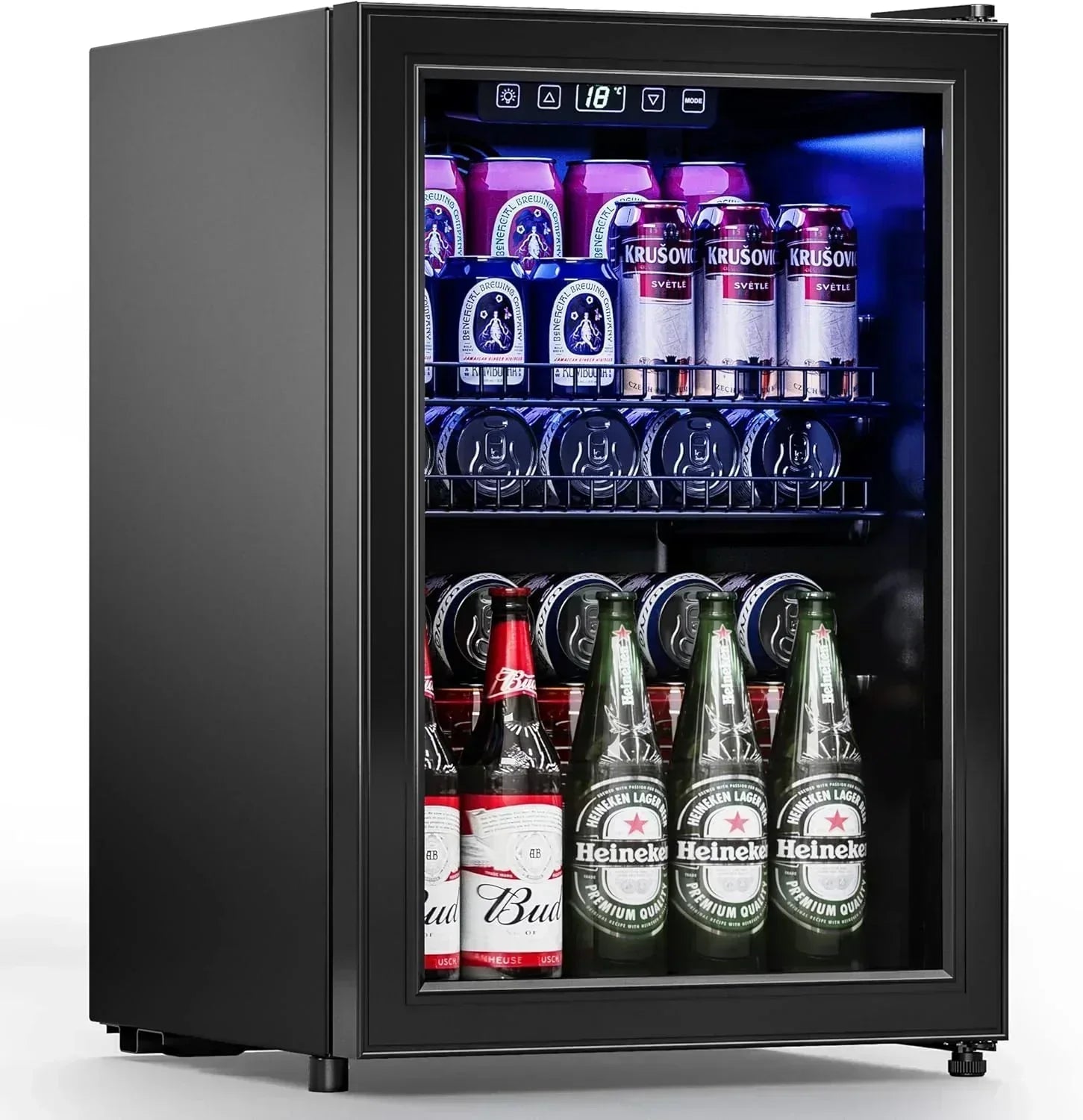Beverage Refrigerator Cooler-120 Cans Freestanding Mini Fridge Cooler with Glass Door