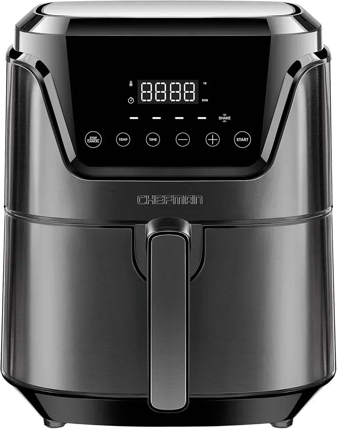 Chefman 6-Quart Double Basket Air Fryer Easy View Window uses two separate nonstick pans