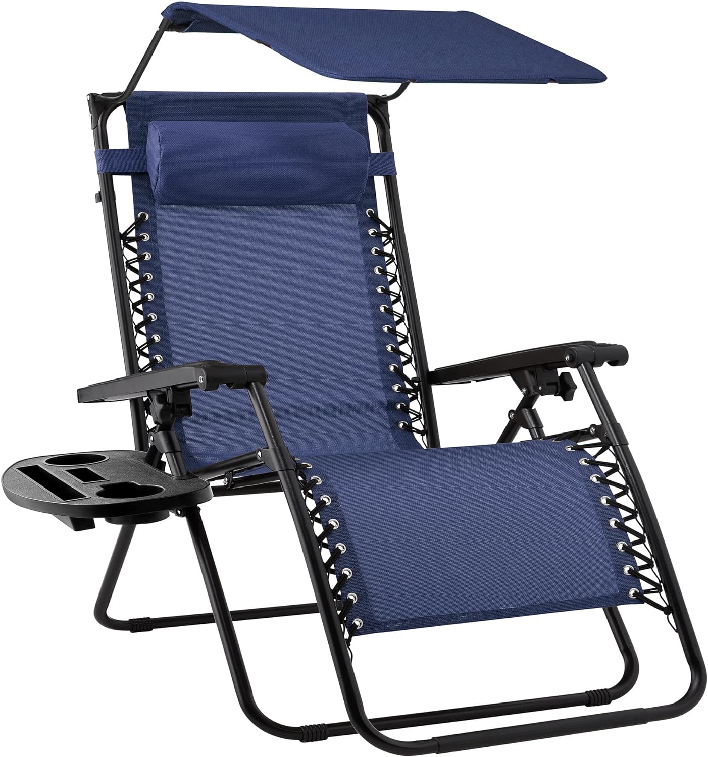Best Choice Products Folding Zero Gravity Recliner Patio Lounge Chair Adjustable Canopy Shade