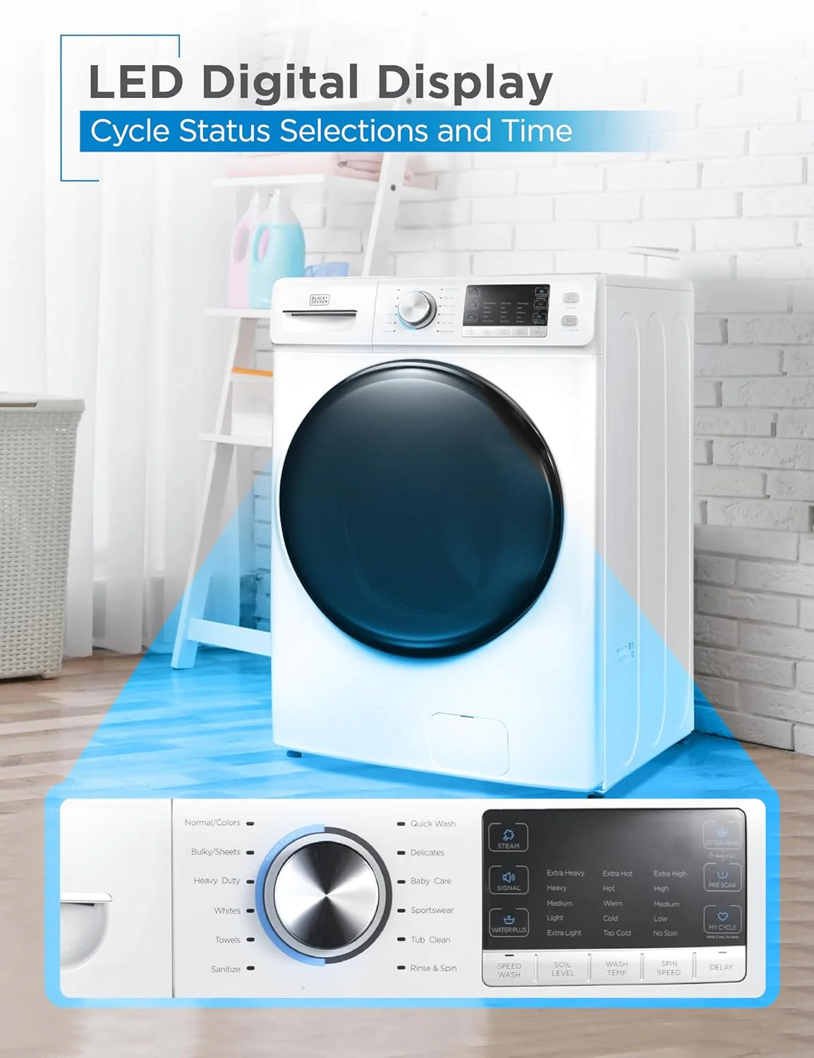 Portable Washer 6.6 lb. Capacity Washing Machine for Homes & Apartments 5 Wash Cycles Quick Connect Sink Adapter and Drain Hose Included Transparent Lid