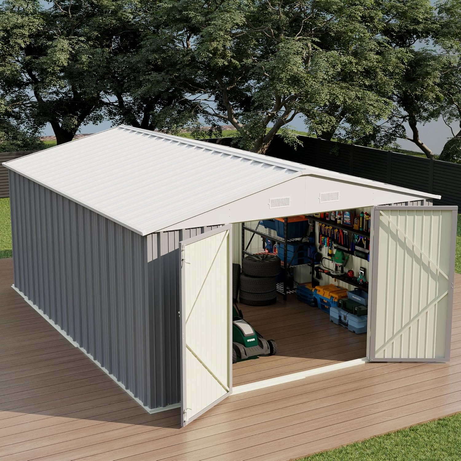 Devoko Outdoor Storage Shed 5 x 3 FT Lockable Metal Garden Steel Anti-Corrosion Storage House