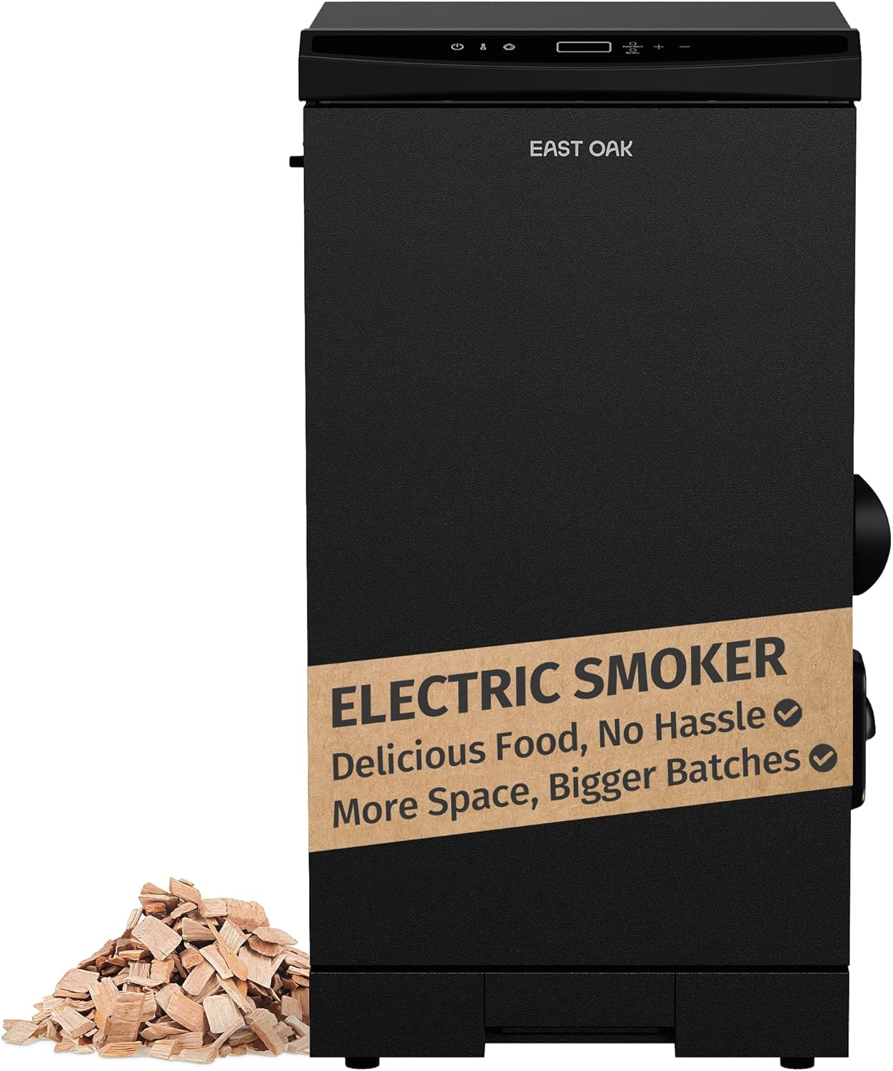 EAST OAK 30 Outdoor Electric Smoker | Built-in meat probe, smokes up to 6 times longer in a single load, side loader for uninterrupted smoking