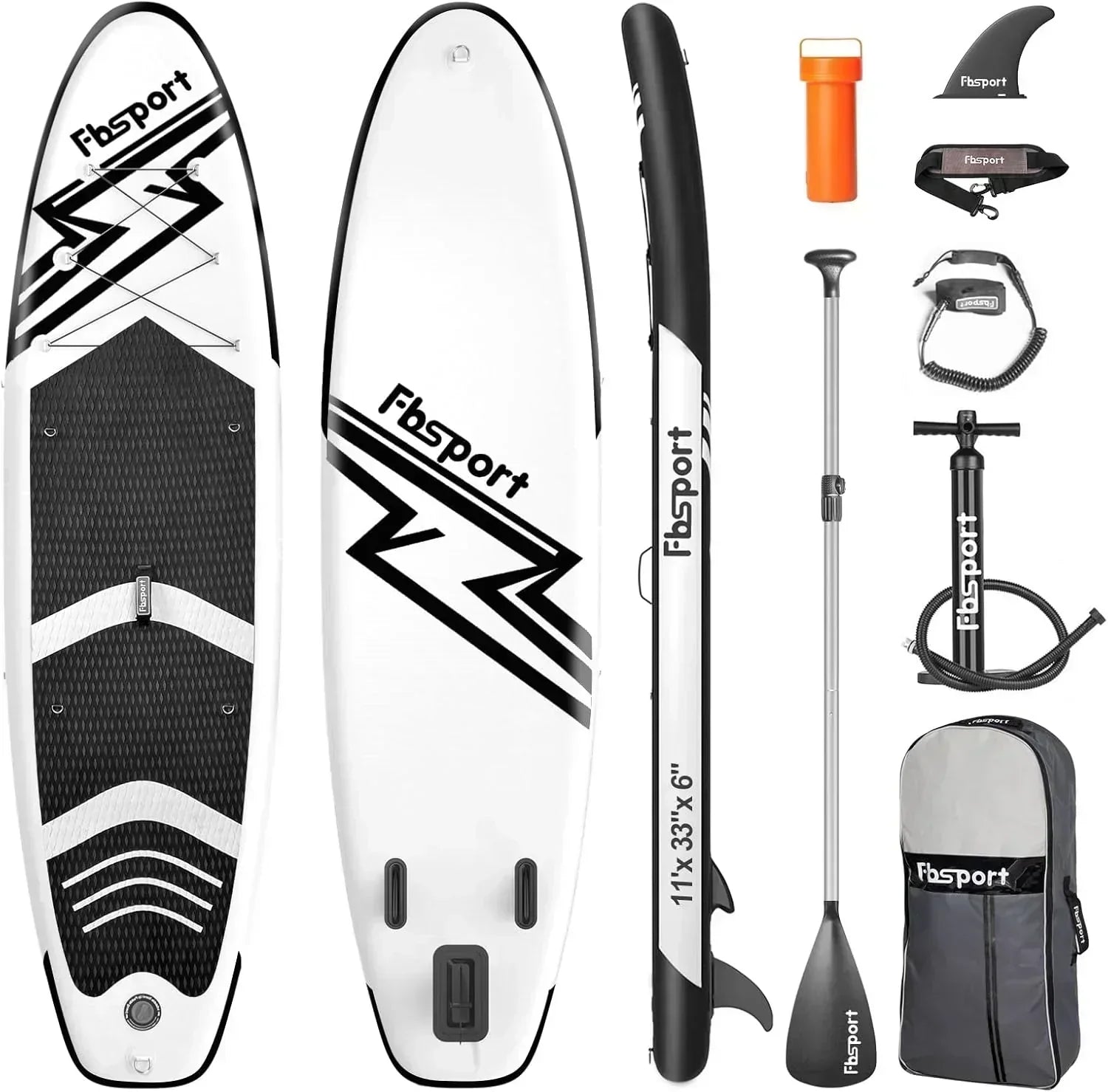 FBSPORT 11' Premium Stand Up Paddle Board Yoga Board with Durable SUP Accessories Carry Bag