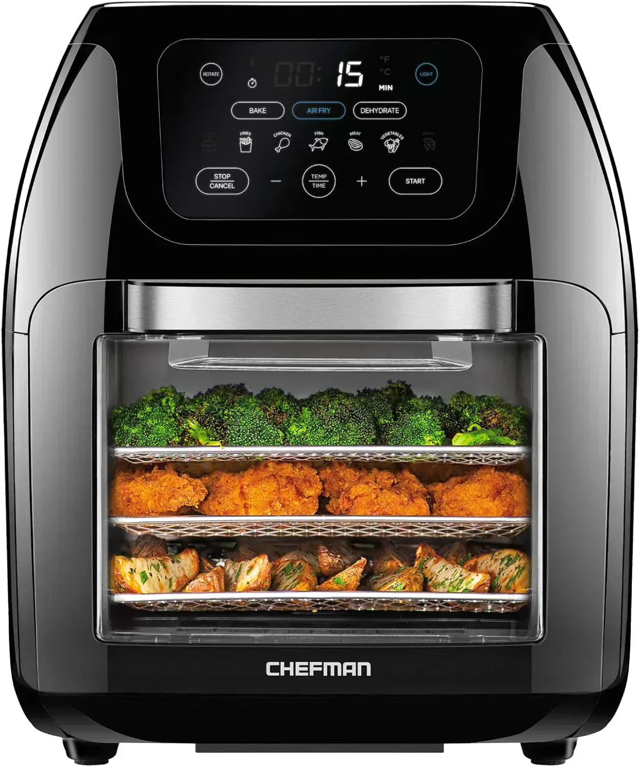 Chefman Compact 6.3-Quart Digital Air Fryer with Rotisserie Dehydrator and Convection Oven