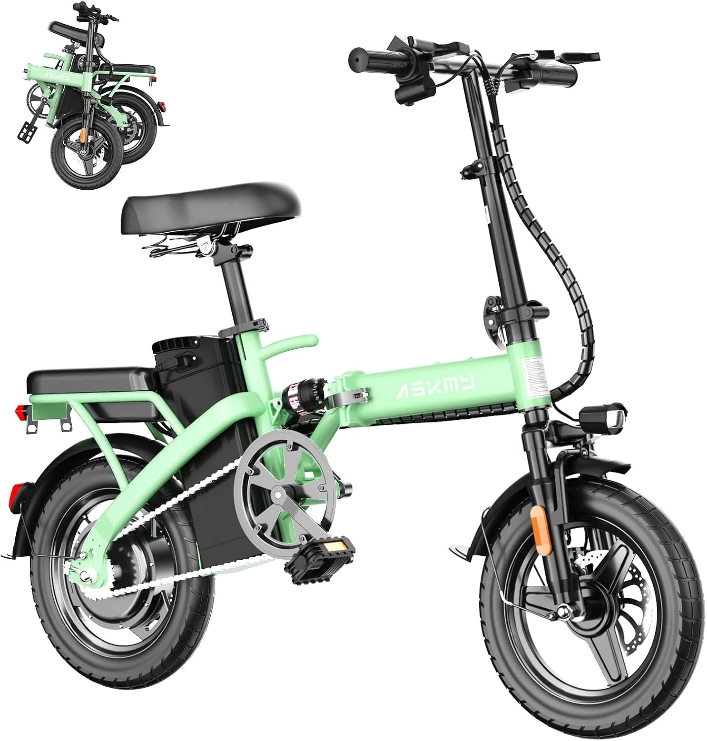 Foldable Electric Bike for Adults and Teens, 740W Peak Motor, 30-60 Miles PAS Range