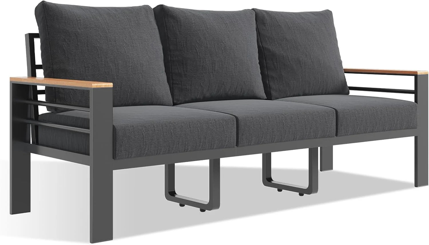 Aoxun Aluminum Patio Furniture Set 7 Seats, Oversized Outdoor Sectional with Washable Thick Cushions, Coffee Table and Waterproof Cover, Patio Conversation Sets for Porch, Balcony, Deck