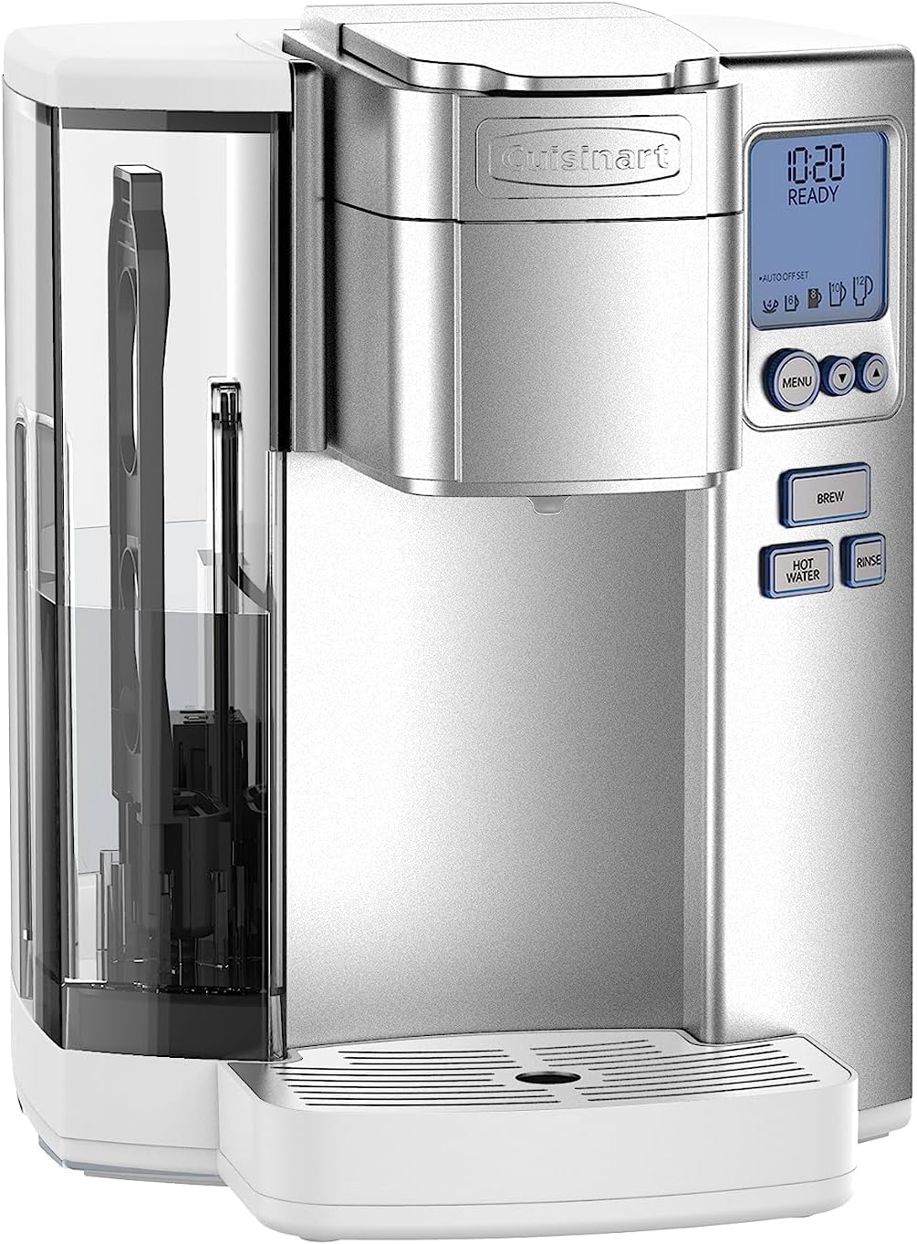 Cuisinart Coffee Maker, Single Serve 72-Ounce Reservoir Pod Coffee Machine, Programmable Brewing & Hot Water Dispenser, 3 Cup-Size Settings, Stainless Steel, SS-10P1, Silver