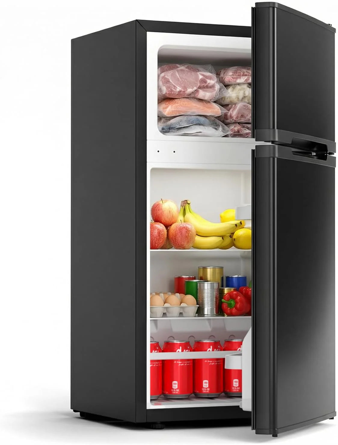 COWSAR 4.5 Cu.Ft Dorm Fridge With Freezer, 2-Door Compact Refrigerator With 2 Removable Shelves
