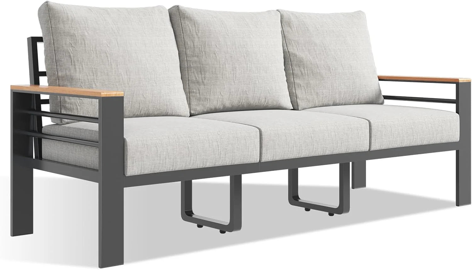 Aoxun Aluminum Patio Furniture Set 7 Seats, Oversized Outdoor Sectional with Washable Thick Cushions, Coffee Table and Waterproof Cover, Patio Conversation Sets for Porch, Balcony, Deck