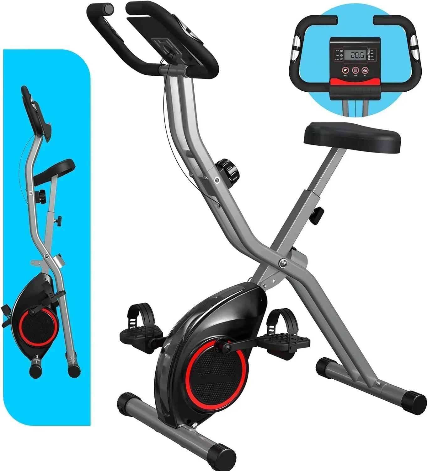 Foldable Exercise Bike Stationary Bikes  5 IN 1 Indoor Workout Cycling Bike Quiet Magnetic Resistance