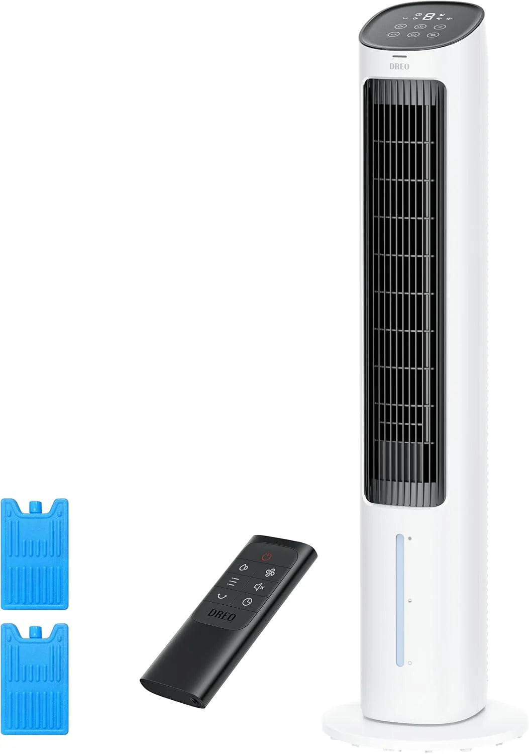 DREO Portable Air Conditioners Fan, 40?Standing Fans that Blow Cold Air, Portable AC?0�� Oscillating Evaporative Air Cooler��Removable Water Tank, Ice Packs, Remote Control, 4 Speeds, 7H Timer, White