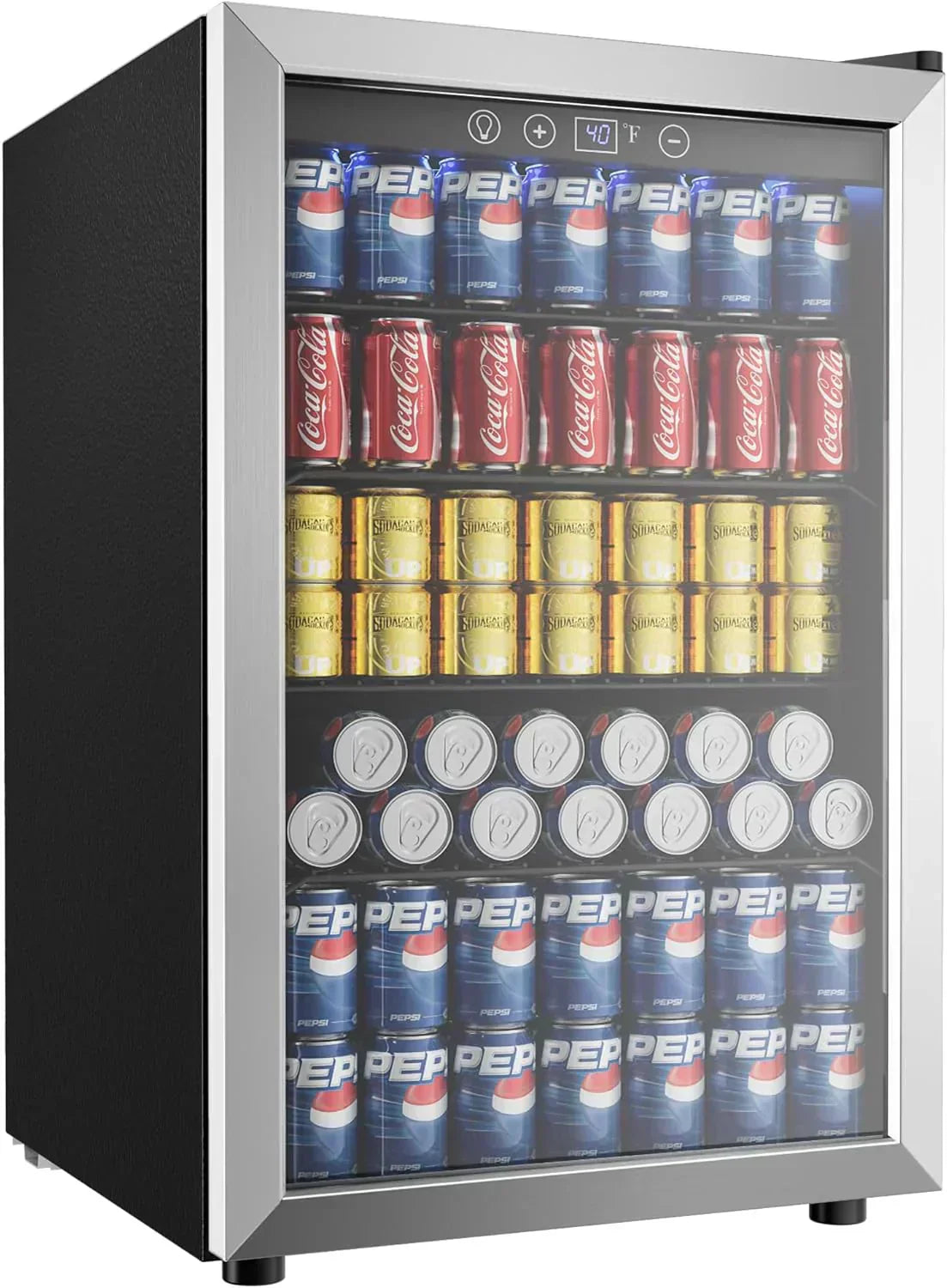 EUHOMY Beverage Refrigerator Cooler 130 Can Mini Fridge with Glass Door Beverage Cooler