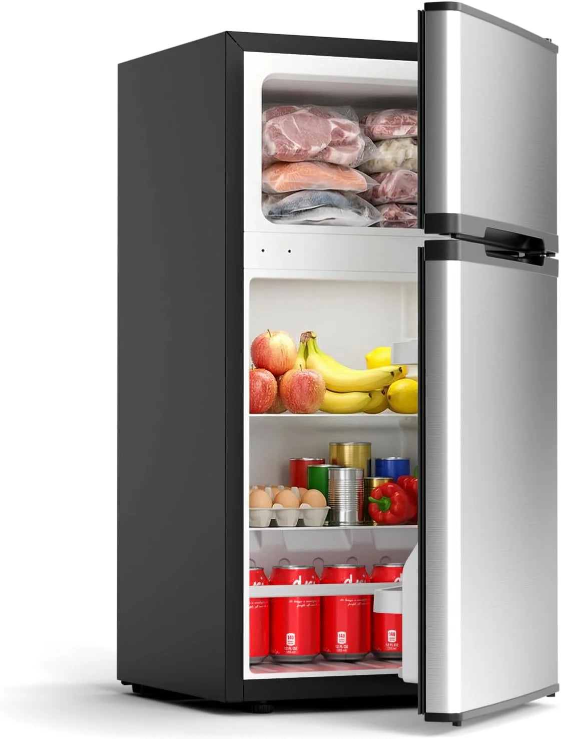 COWSAR 4.5 Cu.Ft Dorm Fridge With Freezer, 2-Door Compact Refrigerator With 2 Removable Shelves