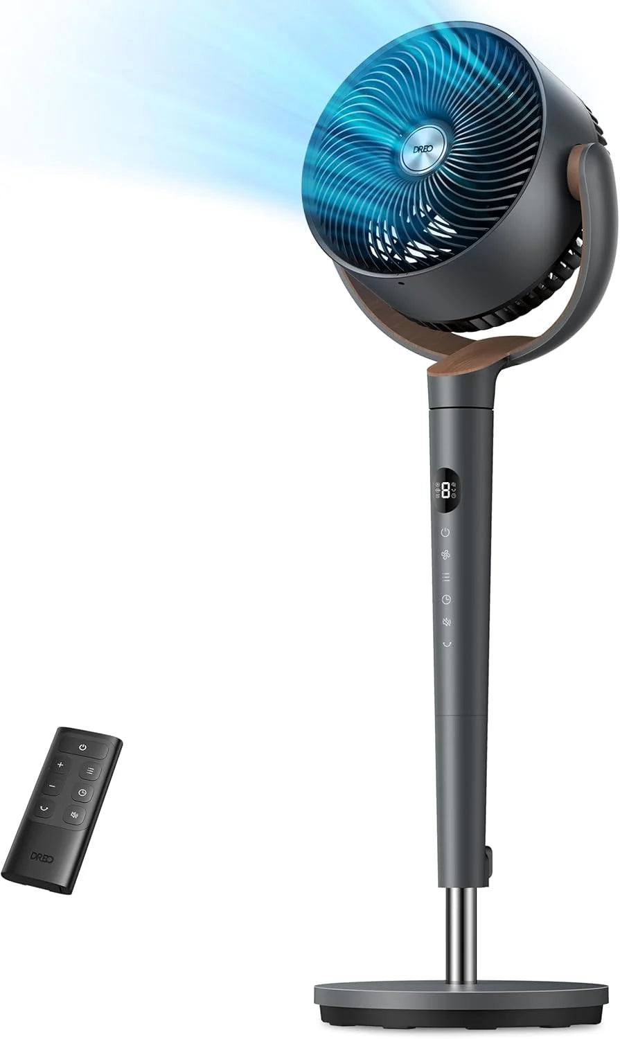 Dreo Fan for Bedroom, 120?? Oscillating Standing Fans, Quiet Floor Fan with DC Motor, 100ft Pedestal Fans for Room, 9 Speeds, 4 modes, 20dB, 120?? Manual Vertical, 37-42 Adjustable Height, 9H Timer