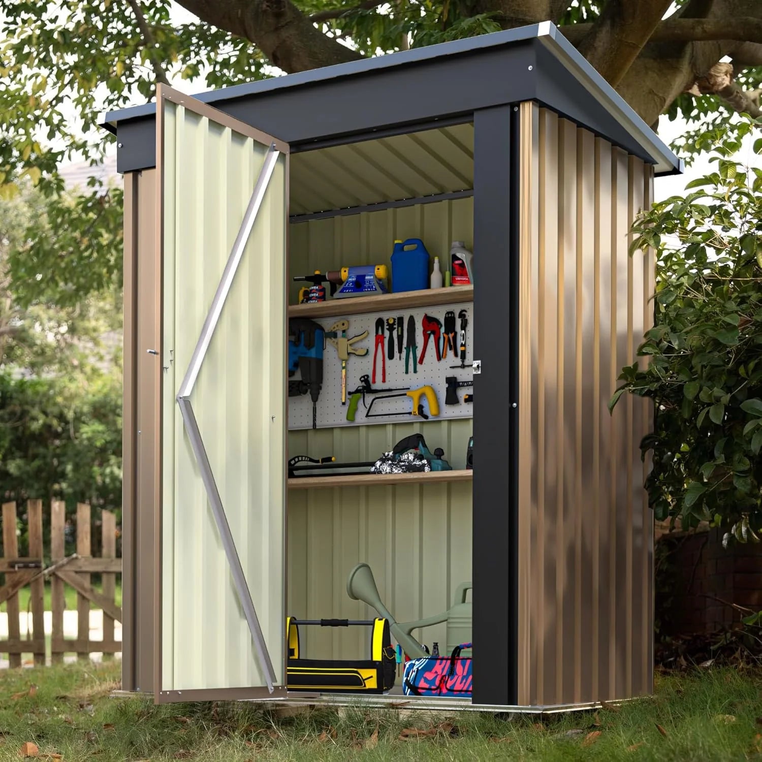 Devoko Outdoor Storage Shed 5 x 3 FT Lockable Metal Garden Steel Anti-Corrosion Storage House