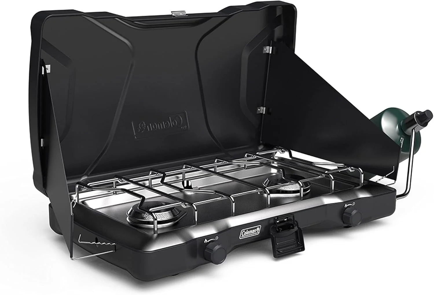 Coleman Triton 2-Burner Propane Stove Portable Camping Cooktop 2 Adjustable Burners Wind Guards