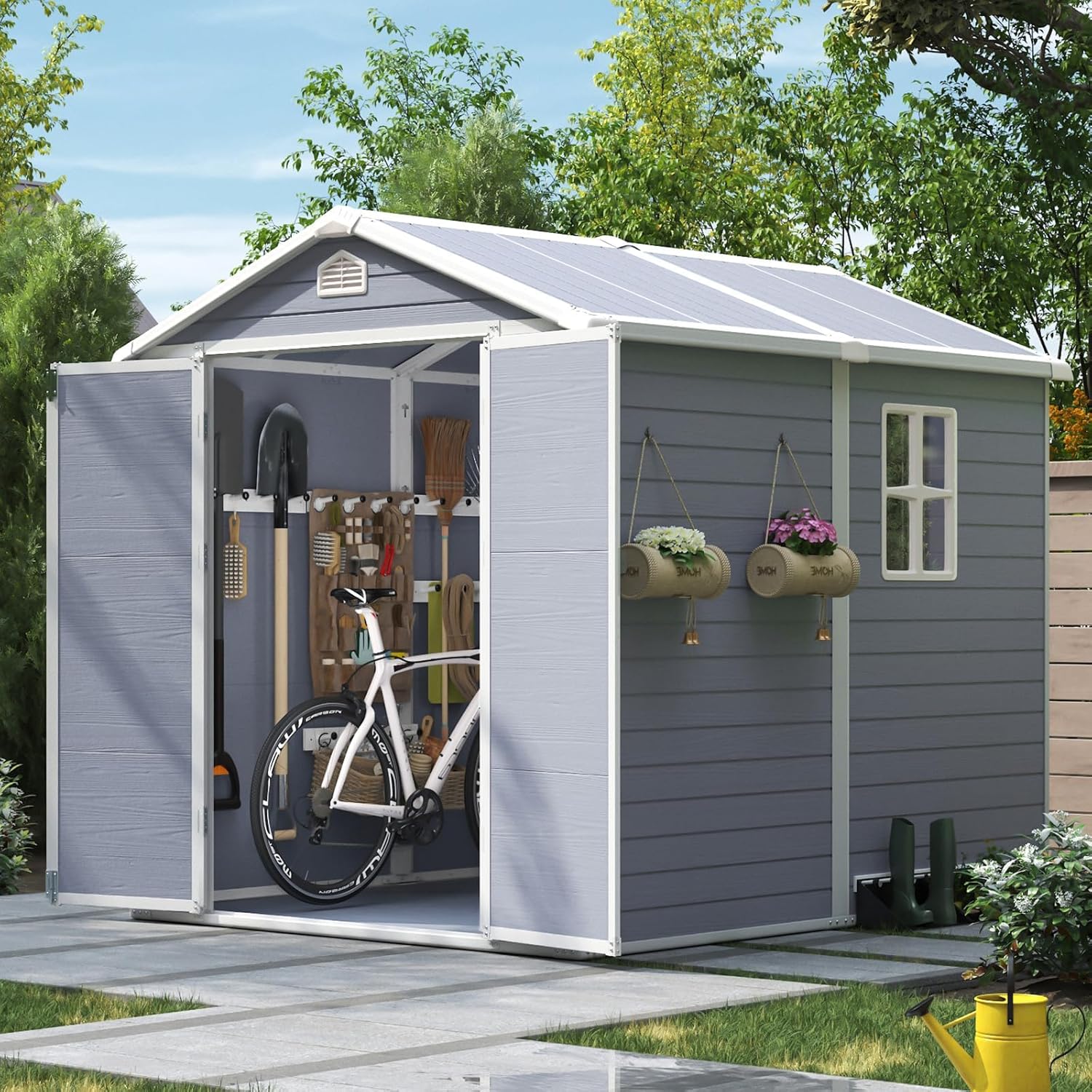 Aoxun Outdoor Storage Shed 5 x 3 ft. Resin Shed with Floor and Lockable Door