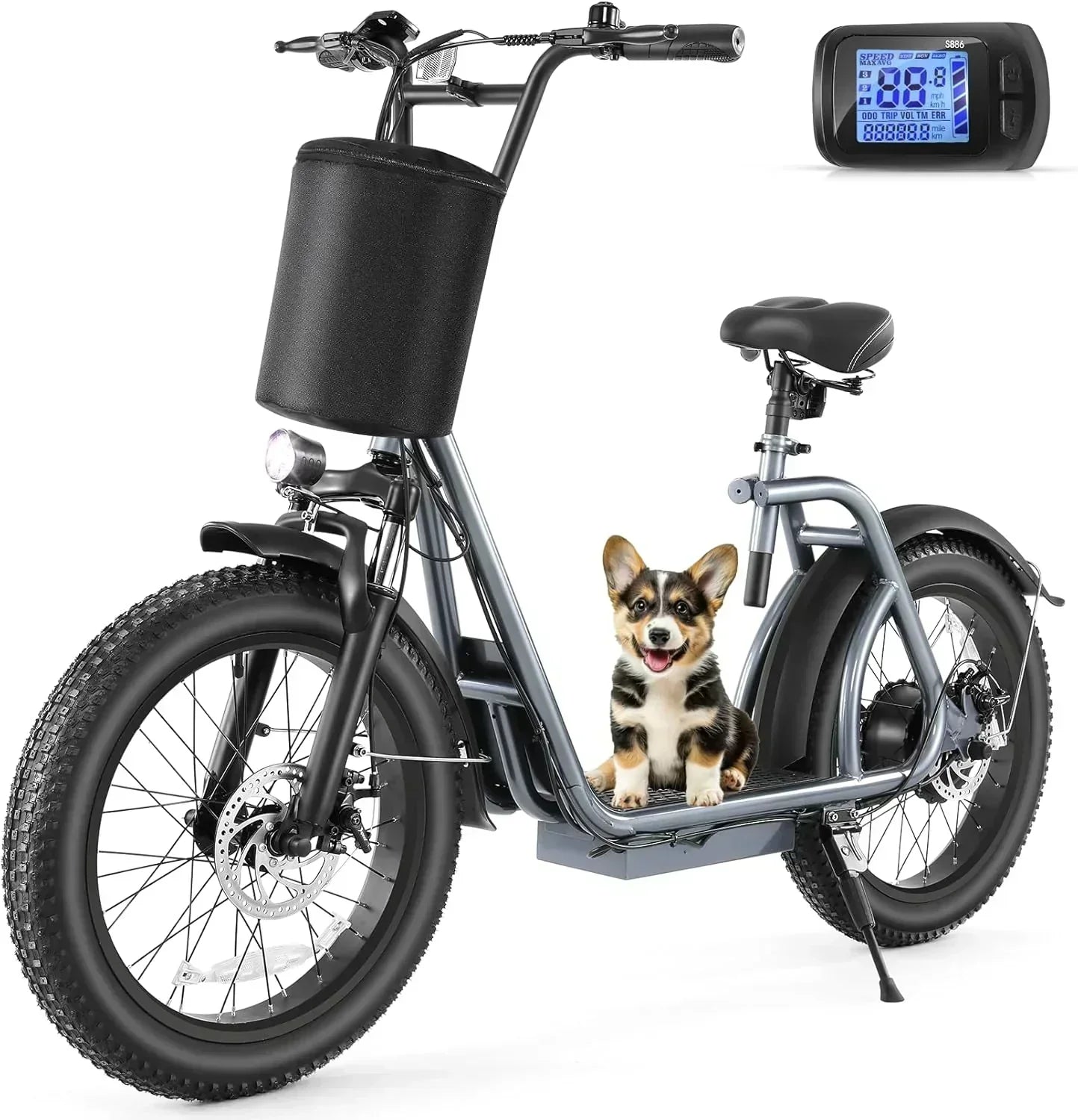 Caroma Peak 800W Foldable Adult Electric Scooter with 20-inch Wide Tires 48V Battery Basket