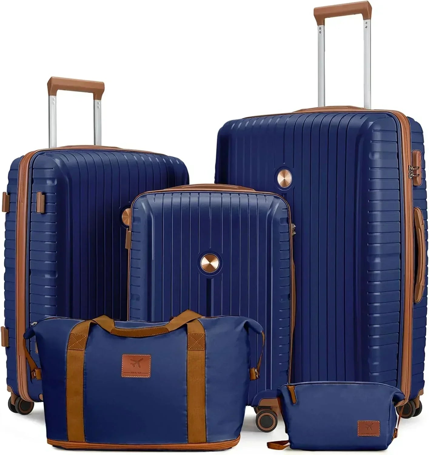 5-piece PP hardshell lightweight travel carry-on luggage set with dual spinner wheels