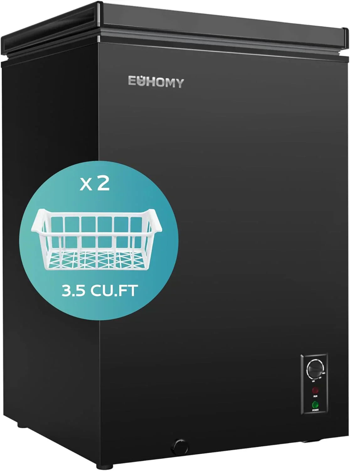 EUHOMY 3.5 Cu.Ft Chest Freezer with Removable Basket Small Deep Freezer Adjustable 7 Thermostat