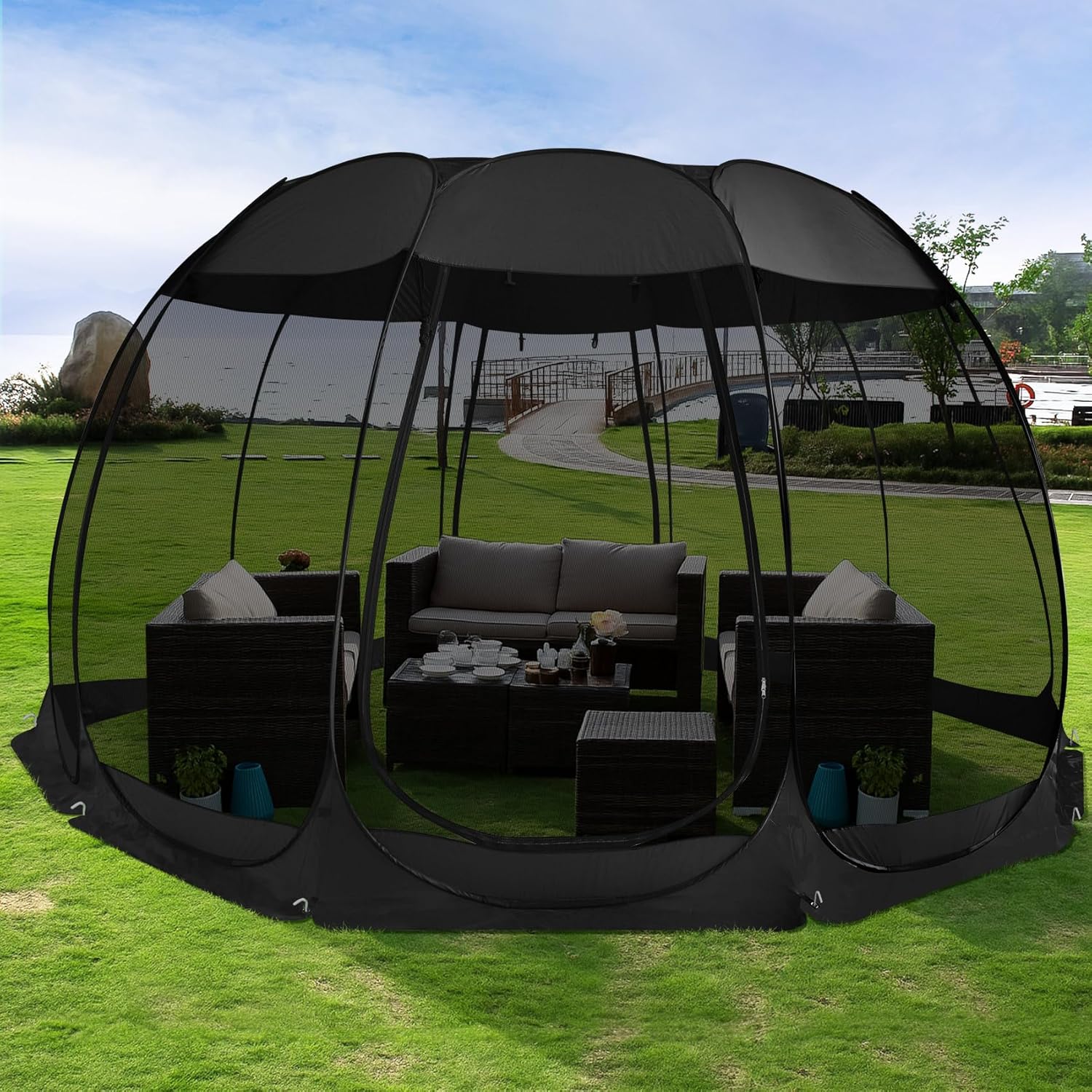 Alvantor Pop Up Screen House Gazebo with Mosquito Netting, Instant UV Resistant Sun Shelter