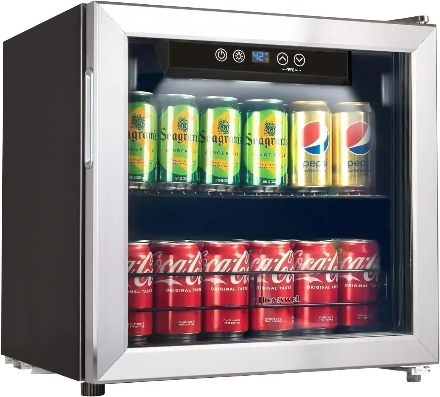 Beverage Refrigerator and Cooler 115 Can Mini Fridge with Glass Door for Soda Beer or Wine