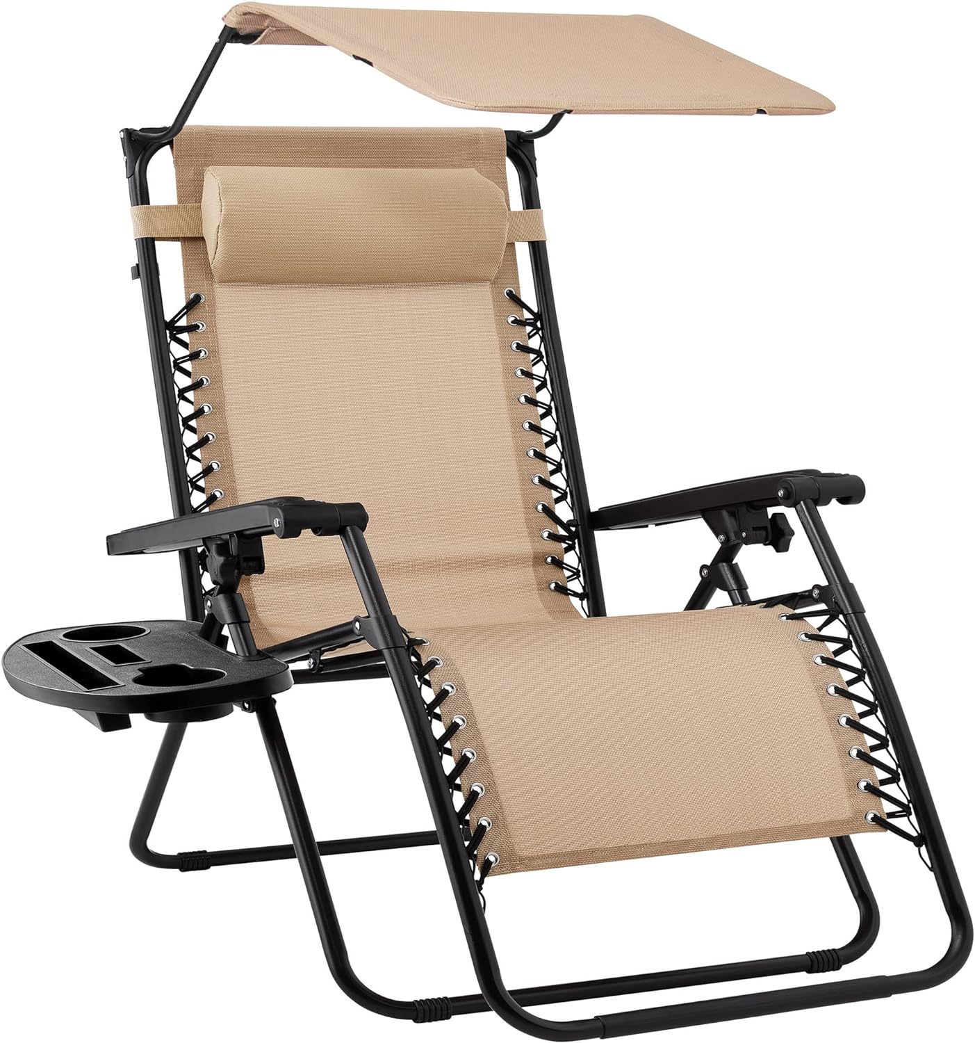 Best Choice Products Folding Zero Gravity Recliner Patio Lounge Chair Adjustable Canopy Shade