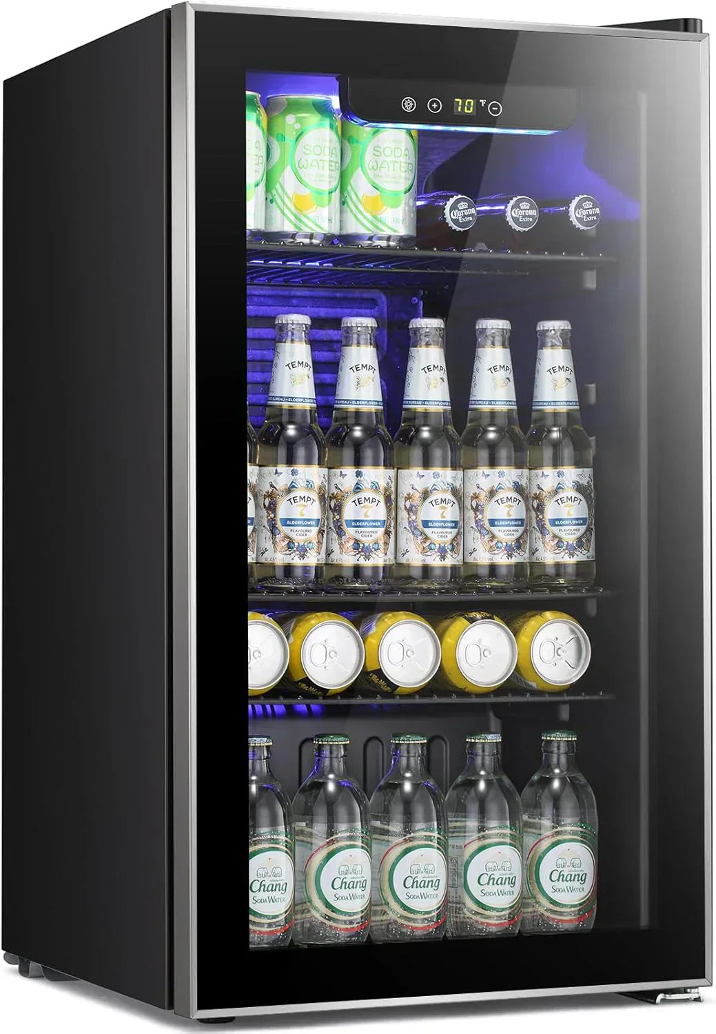 Antarctic Star Beverage Refrigerator Cooler 68 Can Mini Fridge with Glass Door for Beer Drinks Wine